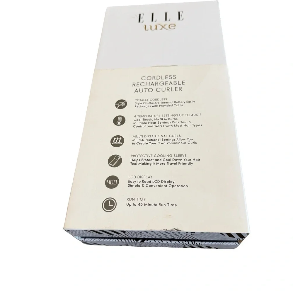 Elle Luxe Cordless Rechargable Automatic Curler Curling Iron Travel Car Vacation